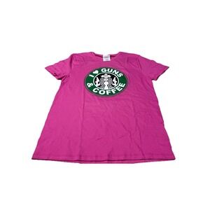 I Love Guns And Coffee Pink Short sleeve T Shirt Small 1n